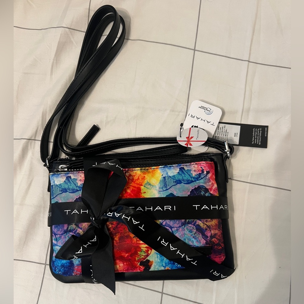 Tahari Crossbody Bag and Colorful Makeup Bag Gift Set